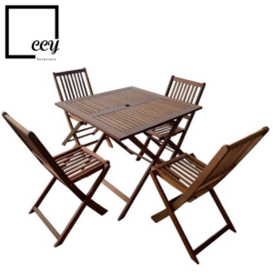 SQUARE GARDEN TABLE & FOLDING CHAIR