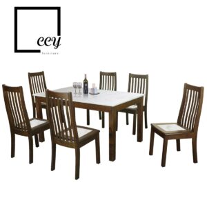 MARBLE DINING SET 6 SEATER